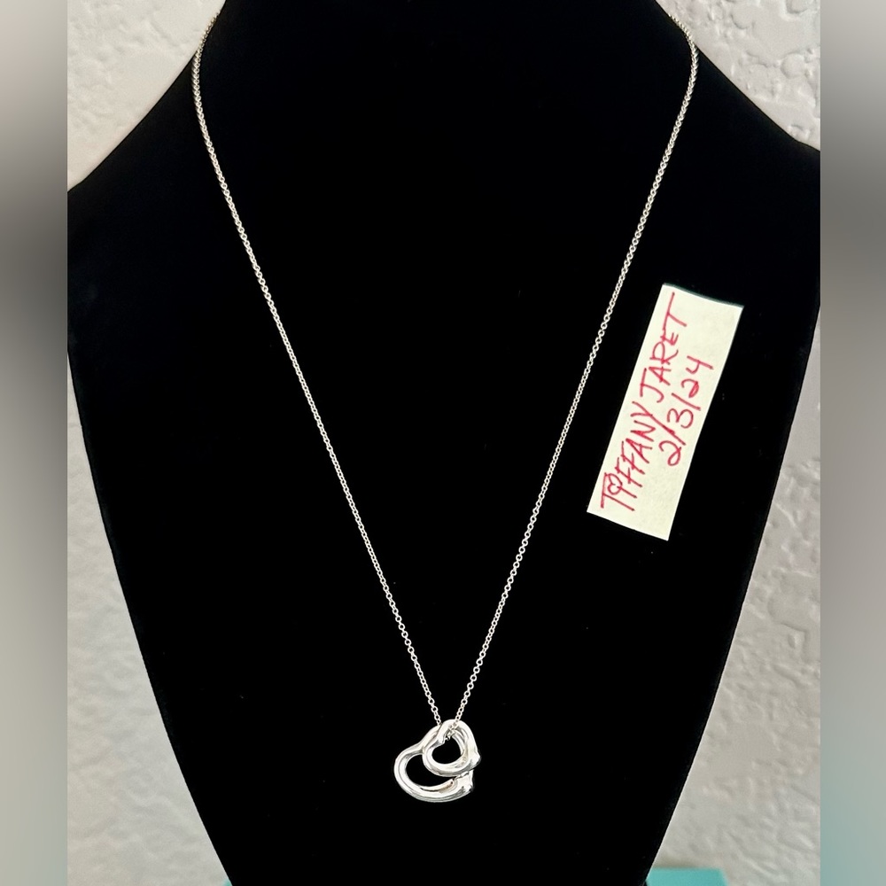T&Co Elsa Peretti Open Heart Necklace (16mm & 11mm hearts on 16” chain)